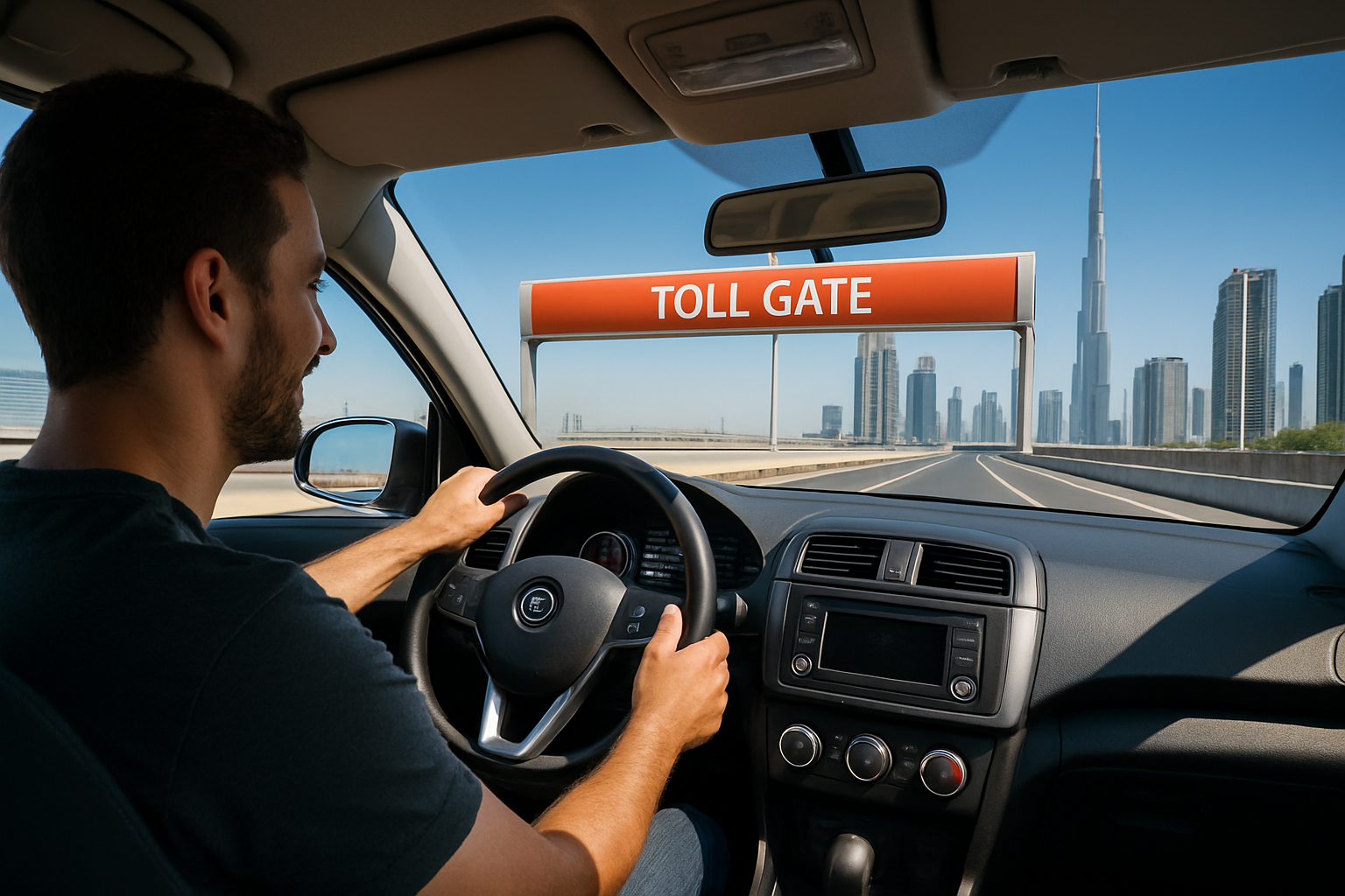 Driver enjoying smooth journey on Dubai toll road